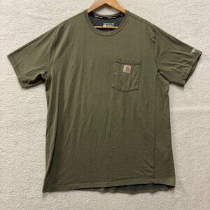 Carhartt Shirt Mens Large Green Force Relaxed Fit Pocket Short Sleeve Tee